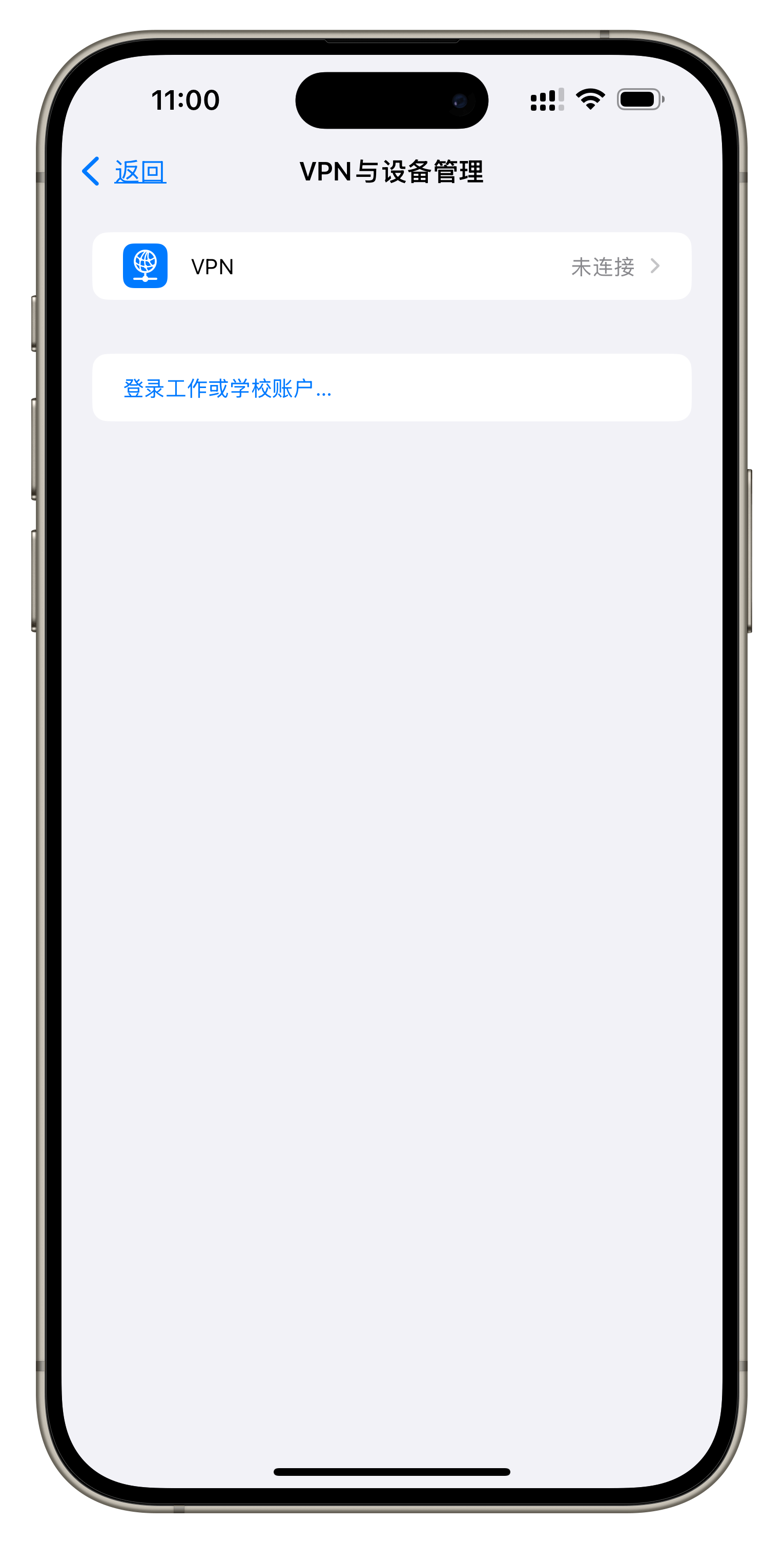 iOS device management screen